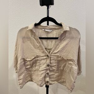 Zara Beige Button-Down Women's Shirt